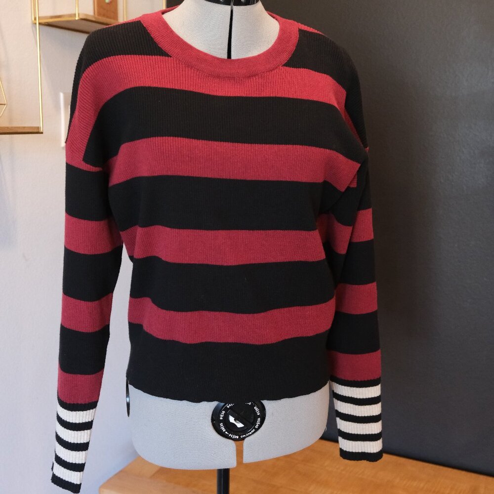 Evereve mid-weight striped red and black sweater -  Small